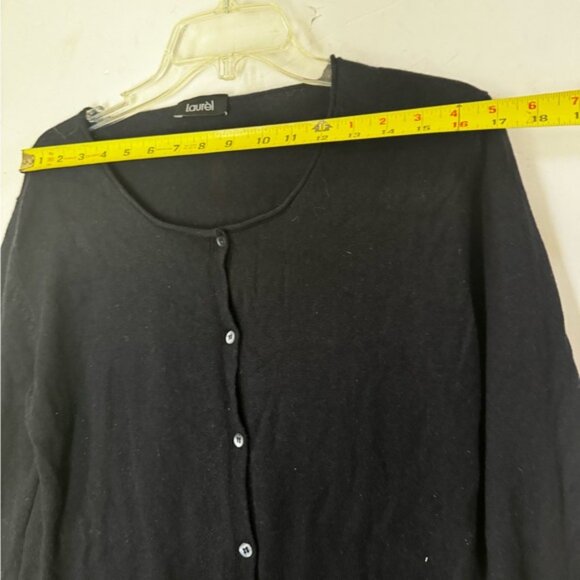 Laurel Silk Cashmere Cardigan Sweater Knit Round Neck Minimalist Top Button Up M - Picture 10 of 12
